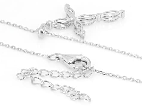 White Lab-Grown Diamond G-H VS Rhodium Over Sterling Silver Cross Pendant With Chain 0.35ctw