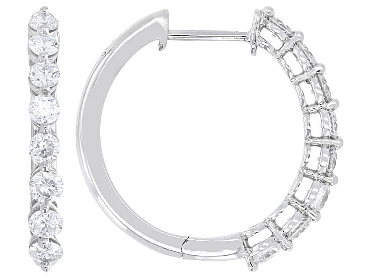 White Lab-Grown Diamond G-H VS Rhodium Over Sterling Silver Hoop Earrings 1.00ctw
