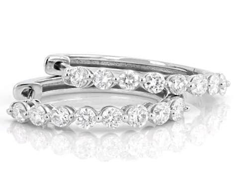 White Lab-Grown Diamond G-H VS Rhodium Over Sterling Silver Hoop Earrings 1.00ctw