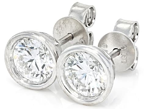 White Lab-Grown Diamond G-H VS Rhodium Over Sterling Silver Solitaire Stud Earrings 1.85ctw