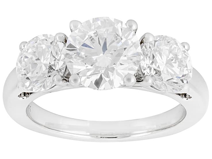 White Lab-Grown Diamond F VS 14K White Gold 3-Stone Ring 4.00ctw
