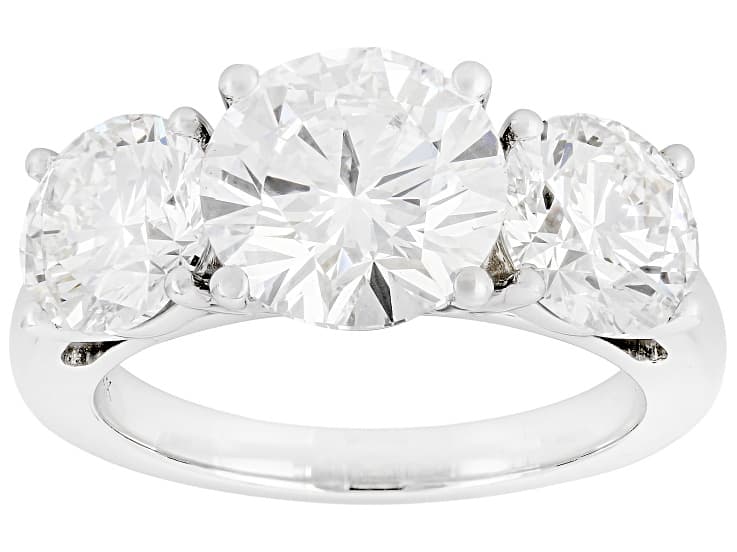 White Lab-Grown Diamond F VS 14K White Gold 3-Stone Ring 6.00ctw