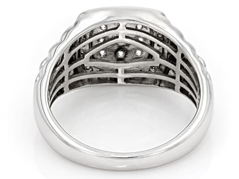 White Lab-Grown Diamond F SI2 Rhodium Over Sterling Silver Mens Ring 1.00ctw