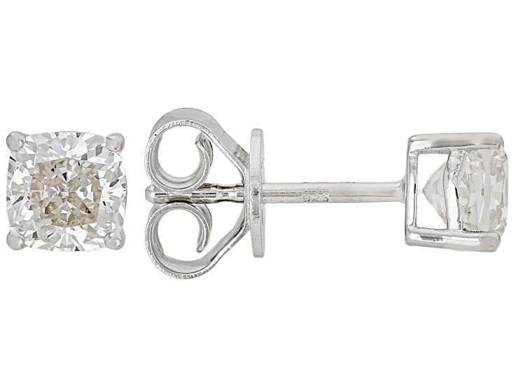 White Lab-Grown Diamond G-H VS Rhodium Over Sterling Silver Solitaire Stud Earrings 1.50ctw