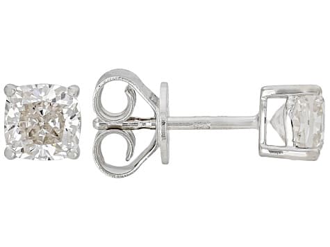 White Lab-Grown Diamond G-H VS Rhodium Over Sterling Silver Solitaire Stud Earrings 1.50ctw