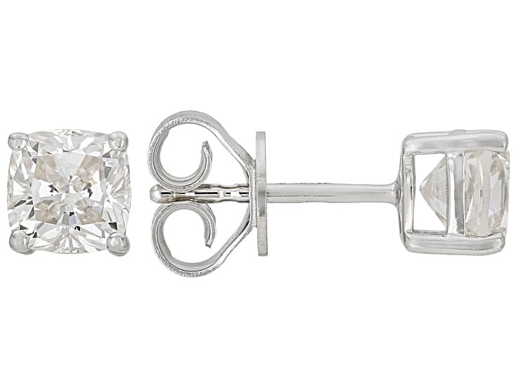 White Lab-Grown Diamond G-H VS Rhodium Over Sterling Silver Solitaire Stud Earrings 2.00ctw