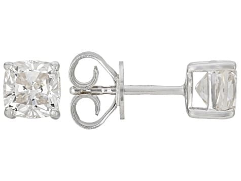 White Lab-Grown Diamond G-H VS Rhodium Over Sterling Silver Solitaire Stud Earrings 2.00ctw