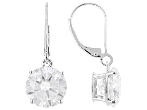 White Lab-Grown Diamond F VS 14K White Gold Solitaire Dangle Earrings 5.00ctw