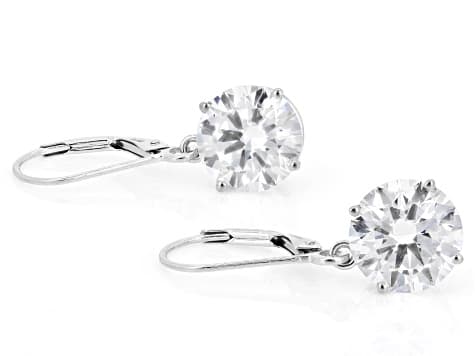 White Lab-Grown Diamond F VS 14K White Gold Solitaire Dangle Earrings 5.00ctw