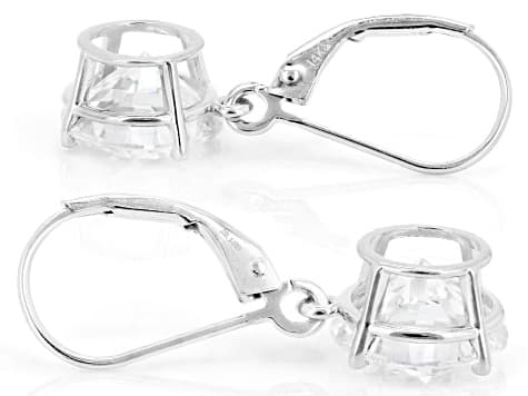White Lab-Grown Diamond F VS 14K White Gold Solitaire Dangle Earrings 5.00ctw