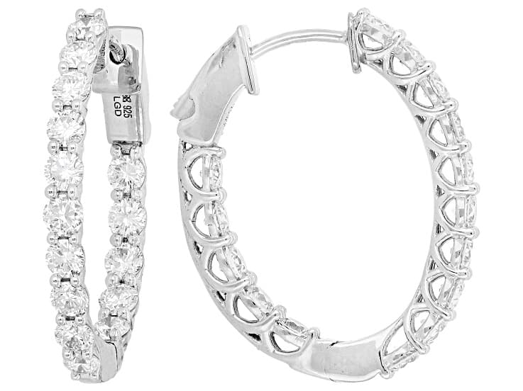 White Lab-Grown Diamond G-H VS Rhodium Over Sterling Silver Inside-Out Hoop Earrings 2.50ctw