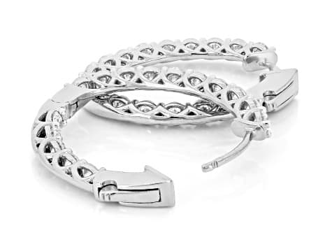White Lab-Grown Diamond G-H VS Rhodium Over Sterling Silver Inside-Out Hoop Earrings 2.50ctw