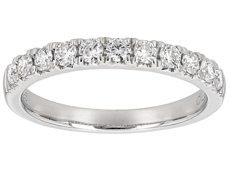 White Lab-Grown Diamond Rhodium Over Sterling Silver Band Ring 0.50ctw