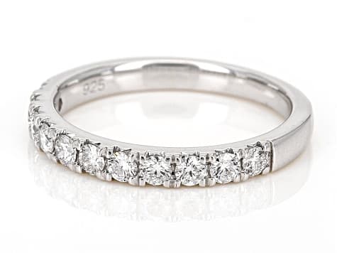 White Lab-Grown Diamond Rhodium Over Sterling Silver Band Ring 0.50ctw