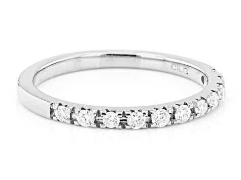 White Lab-Grown Diamond Rhodium Over Sterling Silver Band Ring 0.25ctw