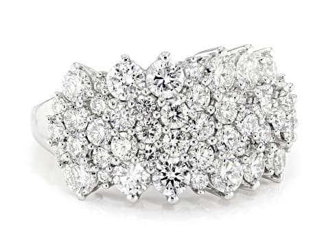 White Lab-Grown Diamond G SI Rhodium Over Sterling Silver Cluster Ring 3.00ctw