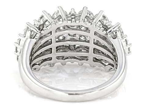 White Lab-Grown Diamond G SI Rhodium Over Sterling Silver Cluster Ring 3.00ctw
