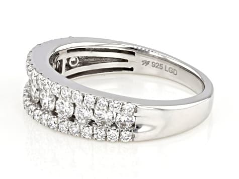 White Lab-Grown Diamond H SI1 Rhodium Over Sterling Silver Band Ring 1.00ctw
