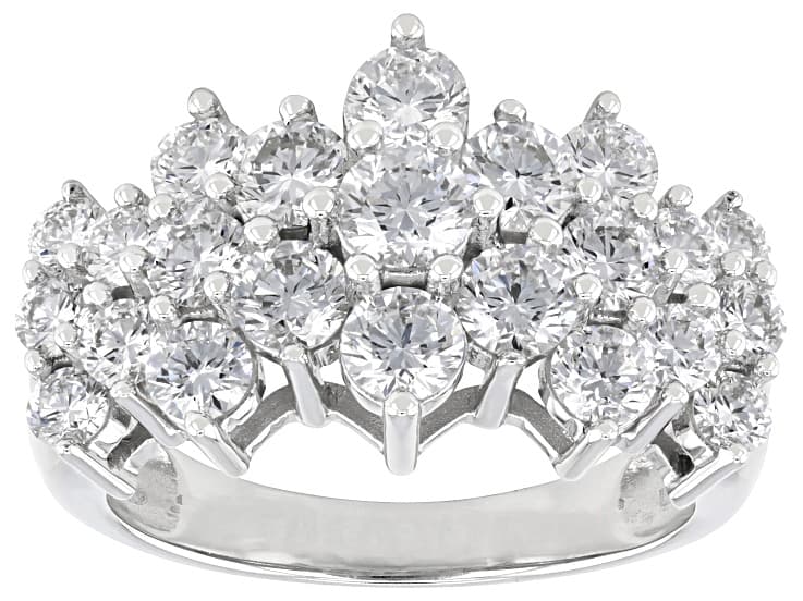 White Lab-Grown Diamond F VS 14k White Gold Pyramid Ring 3.00ctw