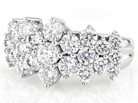 White Lab-Grown Diamond F VS 14k White Gold Pyramid Ring 3.00ctw