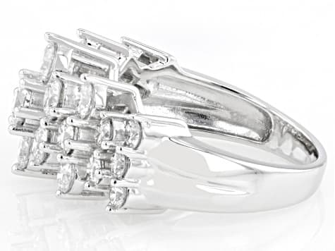 White Lab-Grown Diamond F VS 14k White Gold Pyramid Ring 3.00ctw