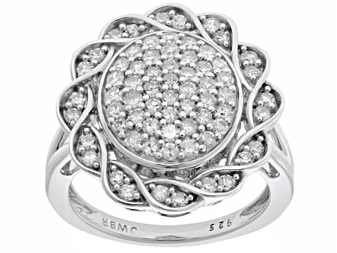 White Lab-Grown Diamond G-H Rhodium Over Sterling Silver Ring 1.00ctw