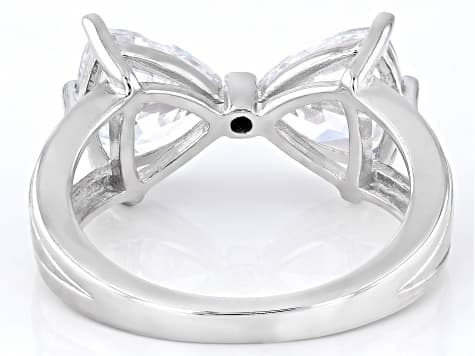 White Cubic Zirconia Platinum Over Sterling Silver Perfect Cut Bow Ring 6.46ctw