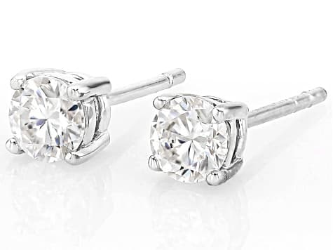 Moissanite Platineve Stud Earrings 0.66ctw DEW.