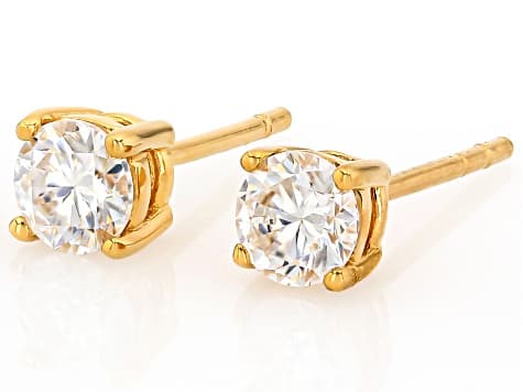 Moissanite 14k Yellow Gold Over Sterling Silver Studs .66ctw DEW.
