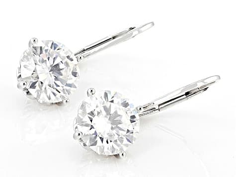 Moissanite Platineve Solitaire Earring 3.80ctw DEW
