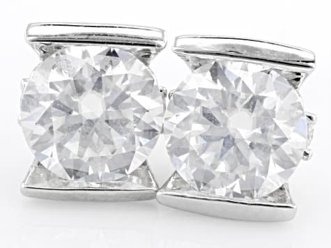 Moissanite Platineve Stud earrings 1.88ctw DEW