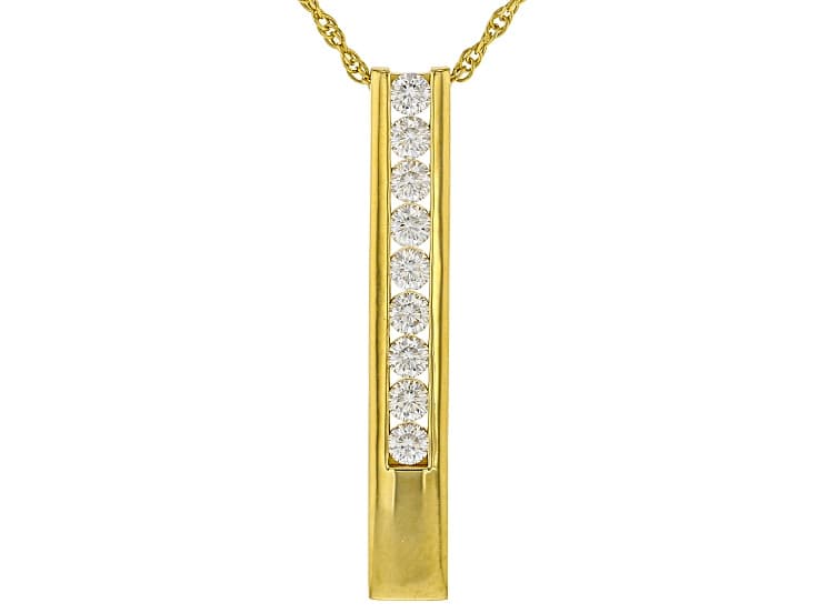 Moissanite 14k Yellow Gold Over Silver Pendant .90ctw DEW