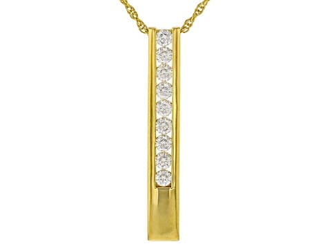 Moissanite 14k Yellow Gold Over Silver Pendant .90ctw DEW