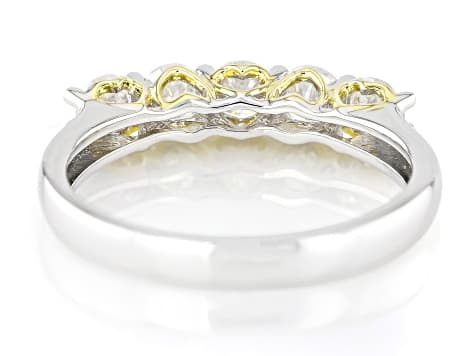 Moissanite Platineve and 14k Yellow Gold Over Silver Two Tone Band Ring .80tw DEW