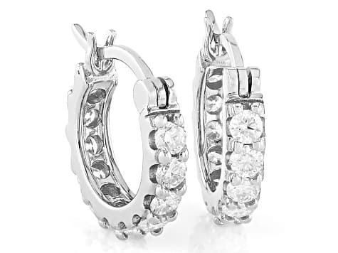 Moissanite Platineve Hoop Earrings 1.32ctw DEW.