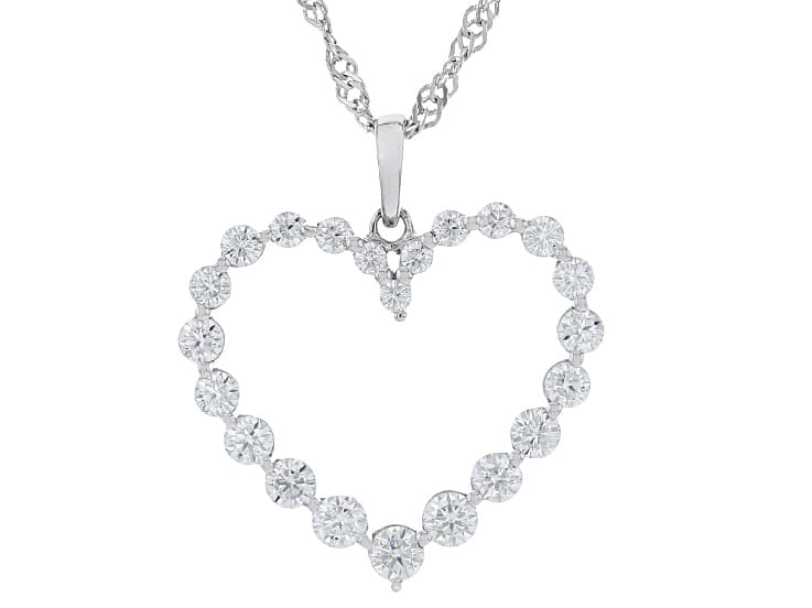 Moissanite Platineve Heart Pendant 1.20ctw DEW