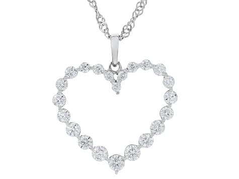 Moissanite Platineve Heart Pendant 1.20ctw DEW