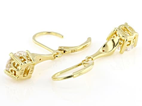 Moissanite 14k Yellow Gold Over Silver Dangle Earrings 2.48ctw DEW.