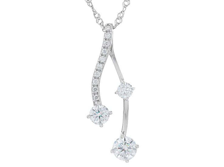 Moissanite Platineve Wishbone Style Pendant 1.73ctw DEW.