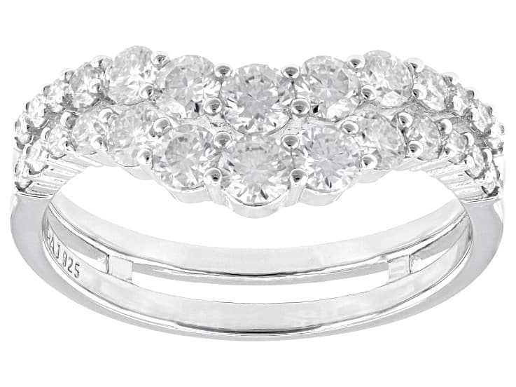 Moissanite Platineve Chevron Style Ring 1.12ctw DEW.