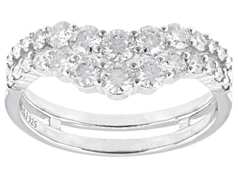 Moissanite Platineve Chevron Style Ring 1.12ctw DEW.