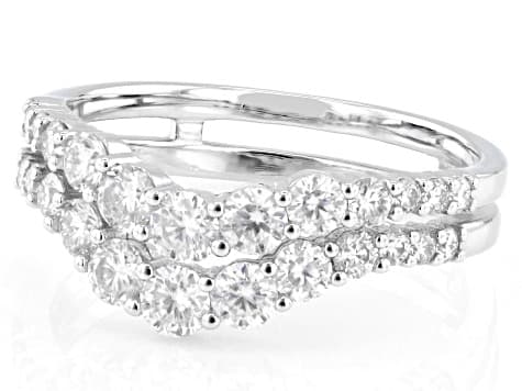 Moissanite Platineve Chevron Style Ring 1.12ctw DEW.