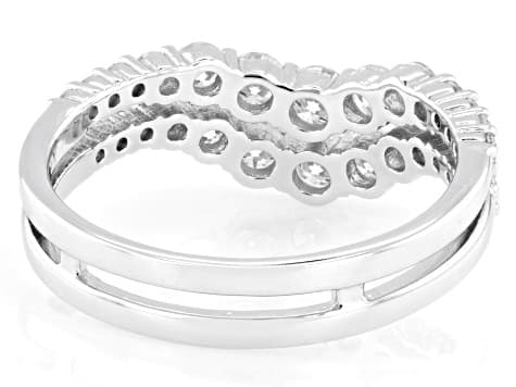 Moissanite Platineve Chevron Style Ring 1.12ctw DEW.
