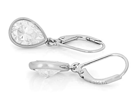 Pear Shape Moissanite Platineve Solitaire Earrings 4.20ctw DEW.