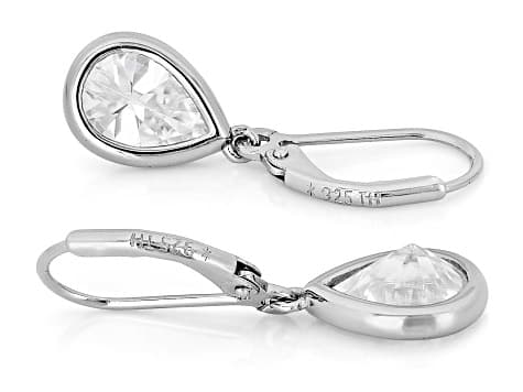 Pear Shape Moissanite Platineve Solitaire Earrings 4.20ctw DEW.