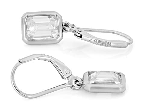 Emerald Cut Moissanite Platineve Solitaire Earrings 3.50ctw DEW.