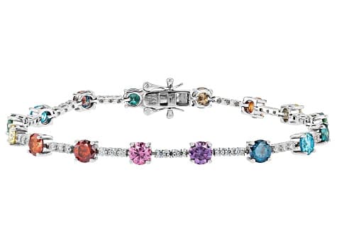 Multi Color Moissanite Platineve Tennis Bracelet 8.76ctw DEW