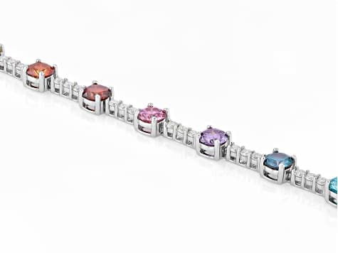 Multi Color Moissanite Platineve Tennis Bracelet 8.76ctw DEW