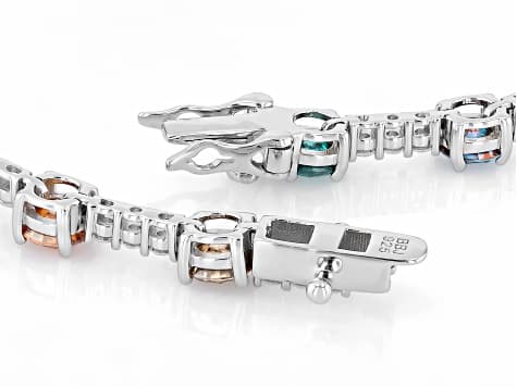 Multi Color Moissanite Platineve Tennis Bracelet 8.76ctw DEW