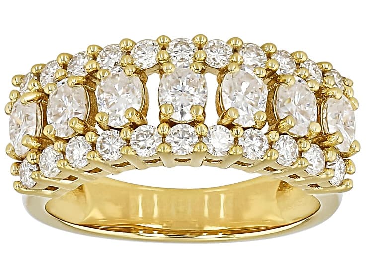 Moissanite 14k Yellow Gold Over Sterling Silver Band Ring 2.06ctw DEW